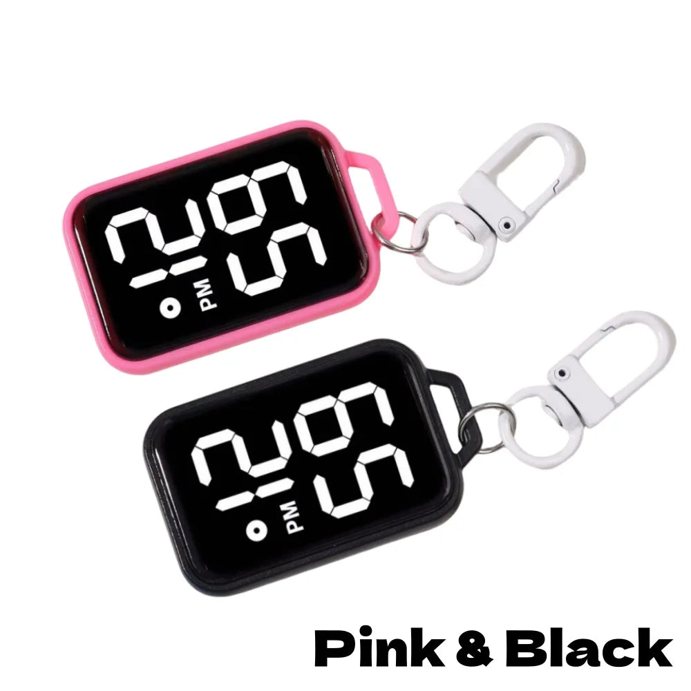 LED Keychain Digital Pocket Watch - Mini Electronic Timepiece for Backpacks & Keys