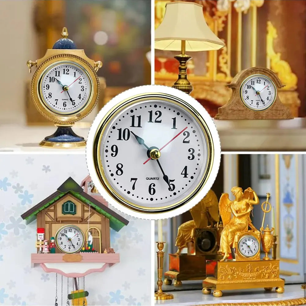 65mm (2-1/2 in) Quartz Clock Insert with Arabic Dial – Round Movement for DIY & Wall Clock Repair, Gold or Silver