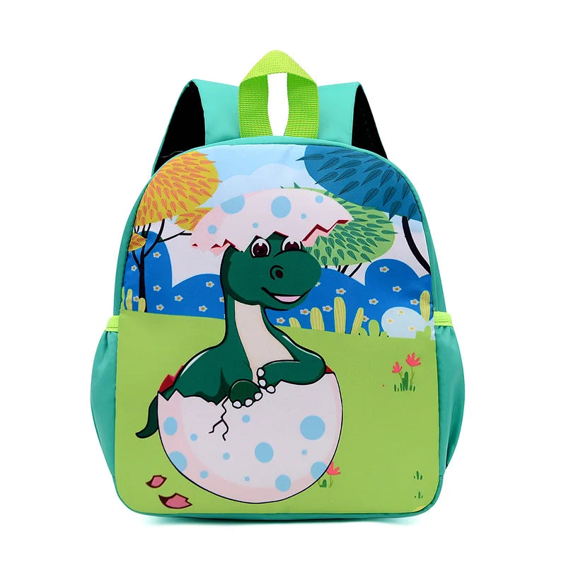 Cute Cartoon Dinosaur Kids Backpack - Adjustable Nylon Kindergarten School Bag for Boys & Girls