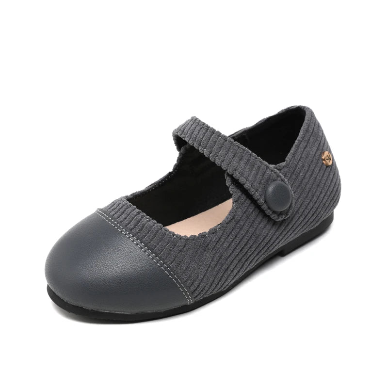 Kids Leather Slip-On Mary Jane Flats — Black Unisex Toddler & Children Oxford Loafers