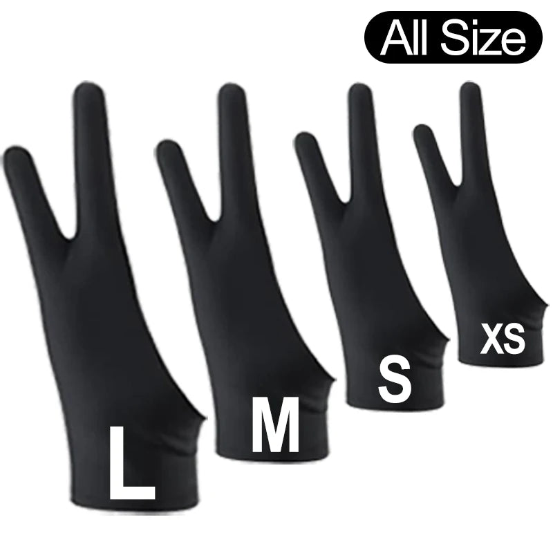 Two-Finger Artist Drawing Glove for Tablet & iPad – Touchscreen Anti-Fouling Ambidextrous Glove, Black