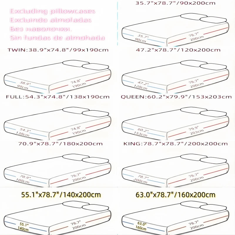 Elastic Fitted Sheet Mattress Cover – Multiple Sizes (90–200 x 200 cm | 35–79 x 79 in) – 100% Polyester, Deep Pocket (No Pillowcases)