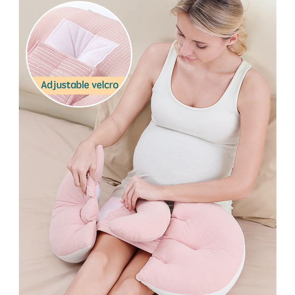 Pregnancy Body Pillow with Free Auxiliary Waist Support Pillow - Cotton Maternity Sleeping Pillow 64–78×36 cm (25–31×14 in)