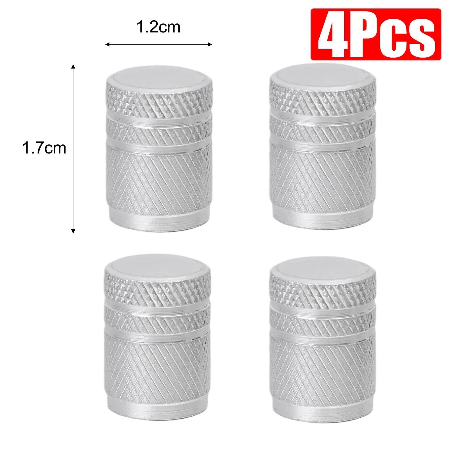 Aluminum Tire Valve Stem Caps Universal Dual-Tone Black/Silver - 4-Pack