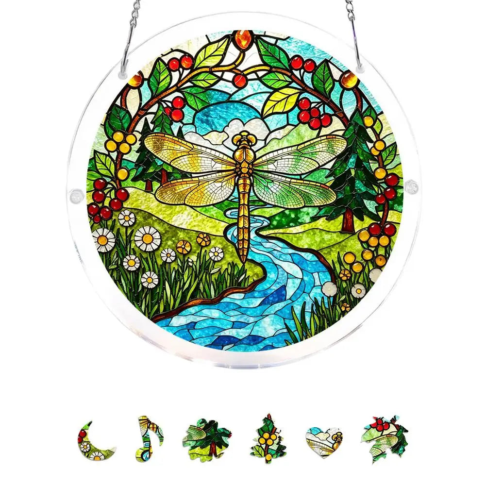 Acrylic Puzzle Suncatcher Window Hanging Stained Glass Style 7.1/7.9 in (18/20 cm) Garden & Home Decor