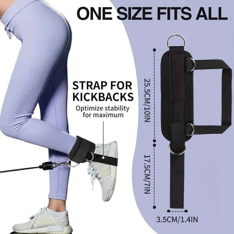 Padded Ankle Strap (1-Pack) - Double D-Ring Cable Machine Cuff for Leg Extensions, Curls & Glute Workouts