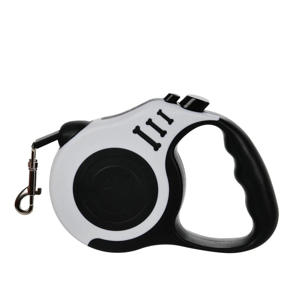 Retractable Dog Leash 3m/5m (9.8ft/16.4ft) Nylon Rope with Quick-Release ABS Case and Paw Print Keychain