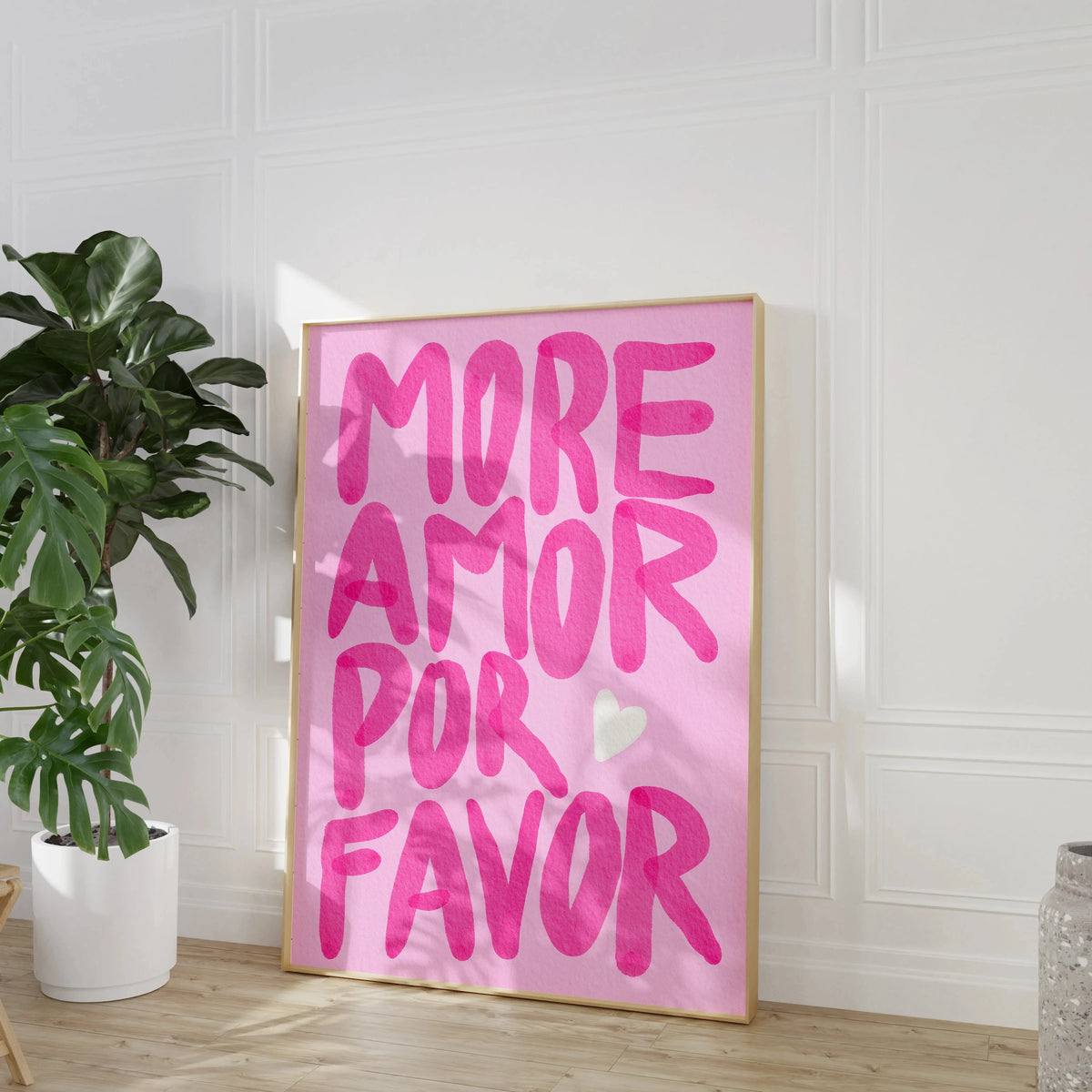1pc Frameless Love Quote Canvas Wall Art - Pink & Blue Abstract Modern Home Decor
