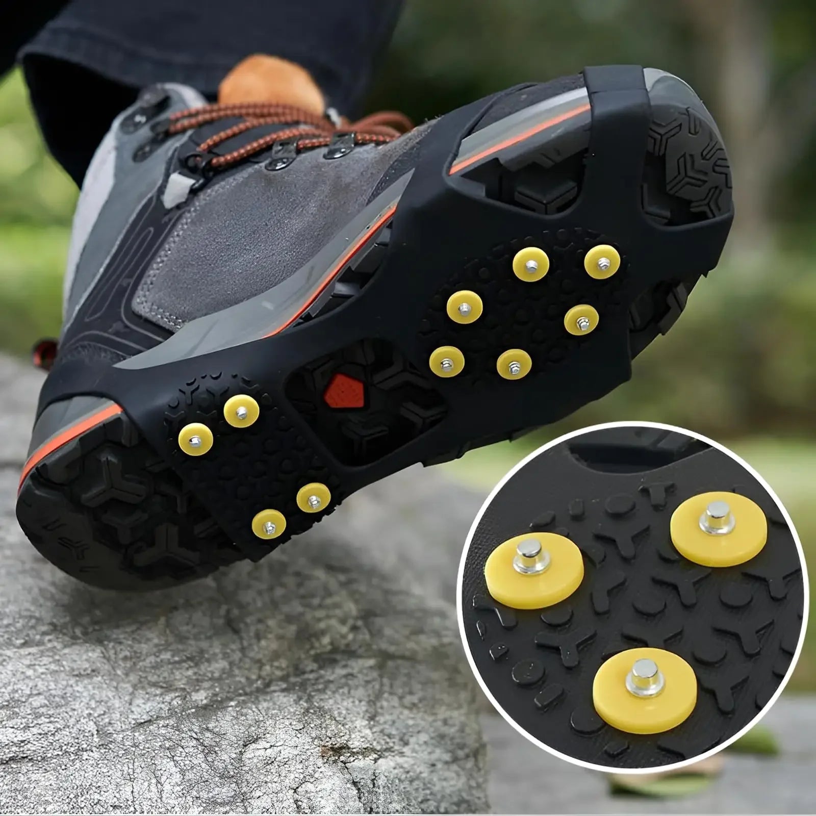 10-Tooth Ice Crampons Anti-Slip Mountaineering Cleats for Hiking & Snow — Fits Shoe Sizes 25–48 (S–XL)