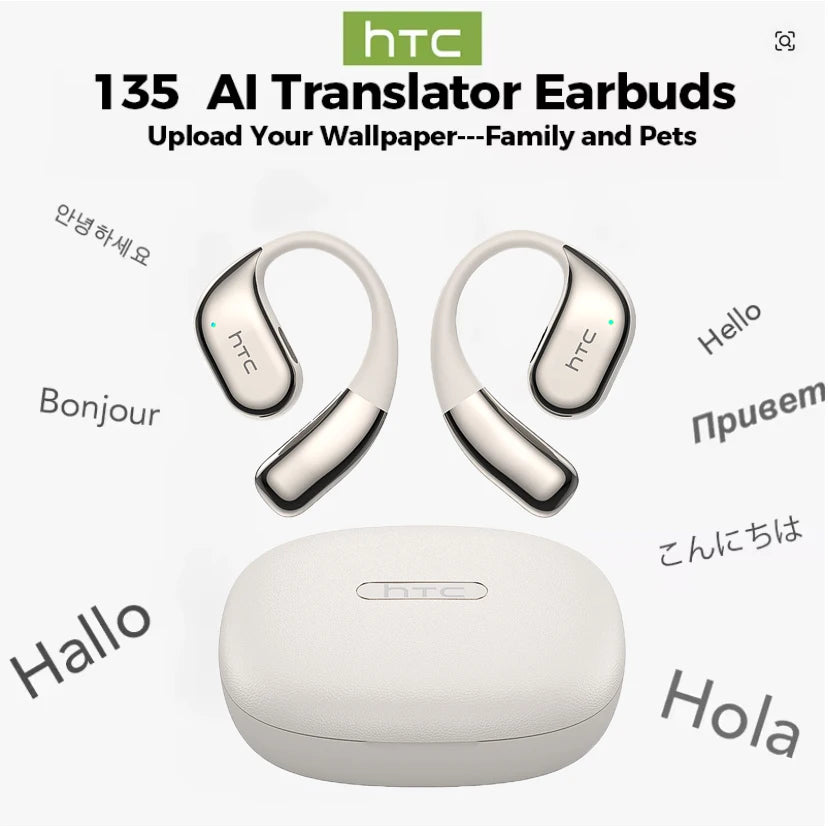 Bluetooth 6.0 Open-Ear Gaming Earbuds with AI Real-Time Translation, Surround Stereo Ear-Hook Sports Headphones for Running & Travel
