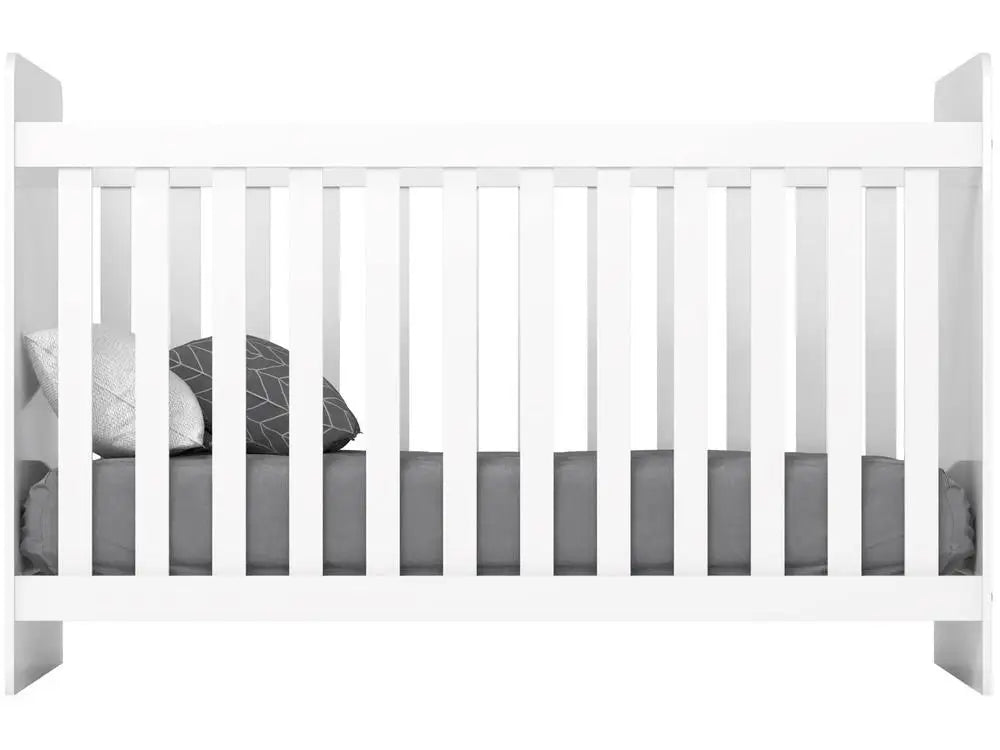 Standard White Baby Crib - Modern Nursery Crib with 2 Adjustable Heights, Fits 60 x 130 cm (24 x 51 in) Mattress