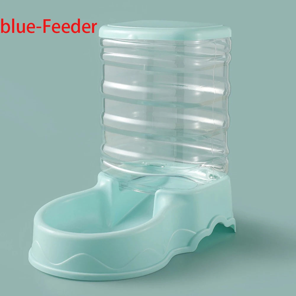 Gravity Pet Feeder and Water Dispenser for Cats and Small Dogs – Transparent PP Hopper, Pink, Blue, Gray