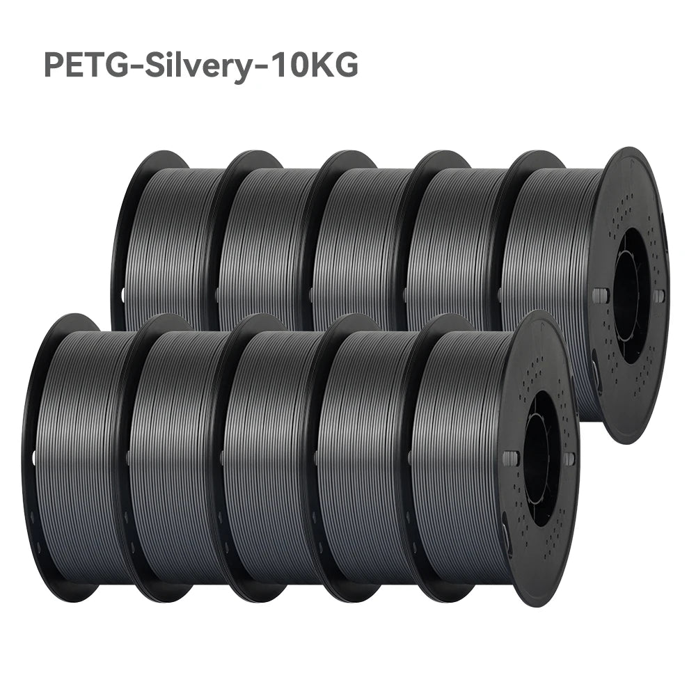 PLA and PETG 3D Printer Filament 10-Roll Pack — 1.75mm, 1kg (2.2 lb) Each — 10 kg (22 lb) Total, Assorted Colors, Eco-Friendly