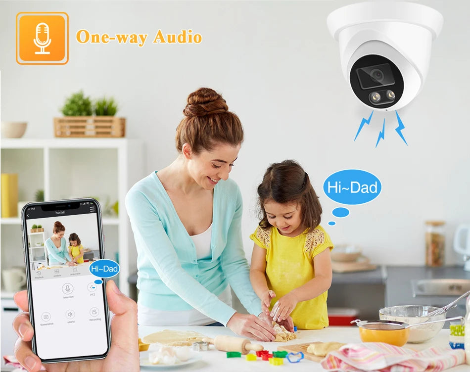 4K 8MP PoE IP Dome Camera with Audio H.265 ONVIF 2.8mm Wide Angle Color Night Vision IP67