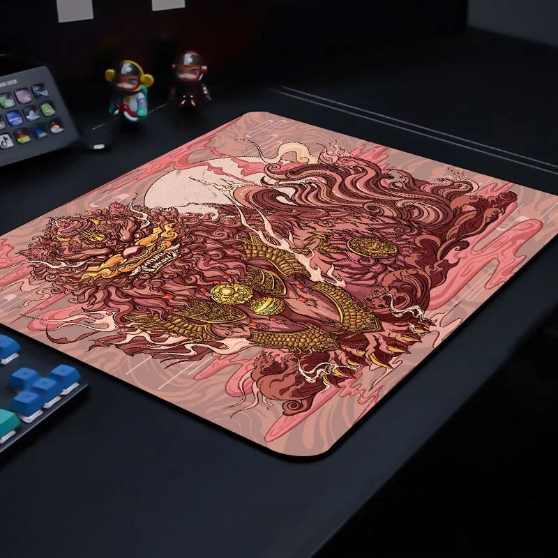 Cute Tiger Small Gaming Mouse Pad with Wrist Rest — Anti-Slip Rubber Desk Mat for Laptops & Keyboards