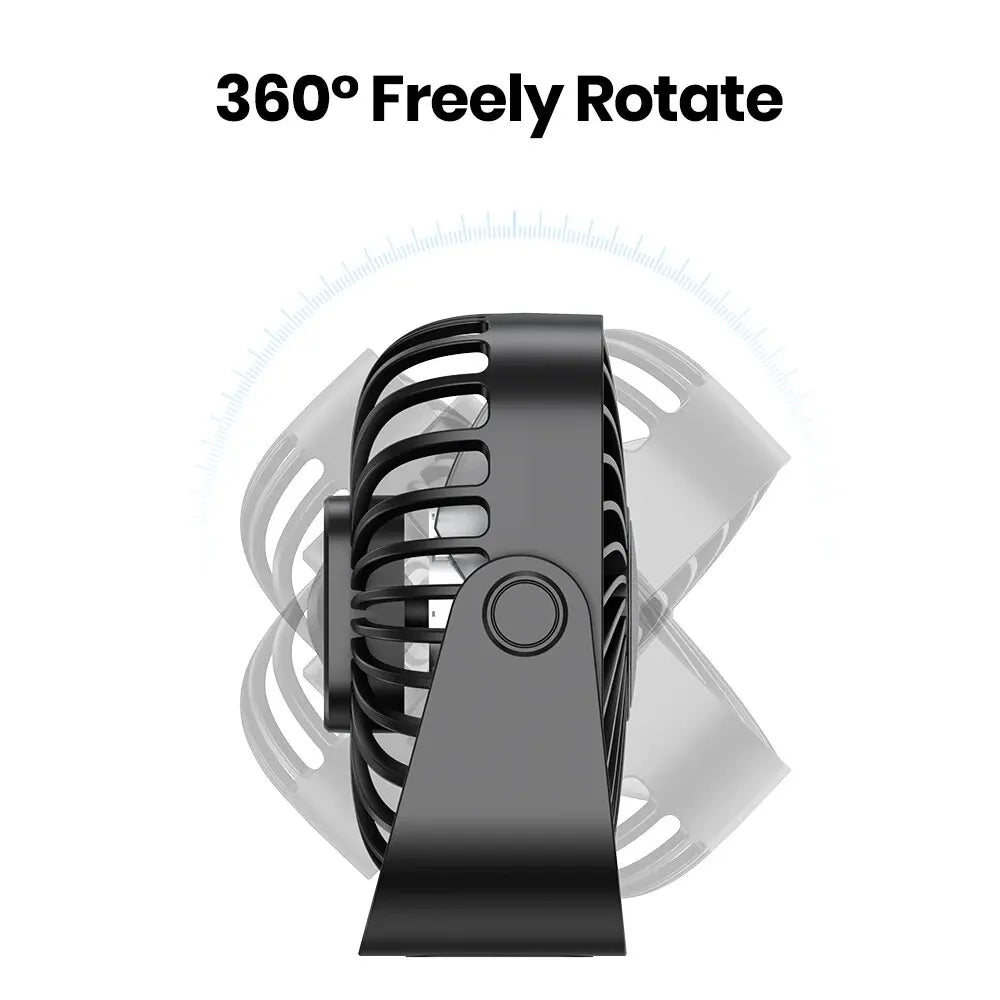 4-Inch (10 cm) USB Mini Portable Fan - 3-Speed Quiet Desk & Camping Fan, 360° Adjustable Personal Table Fan for Home & Office