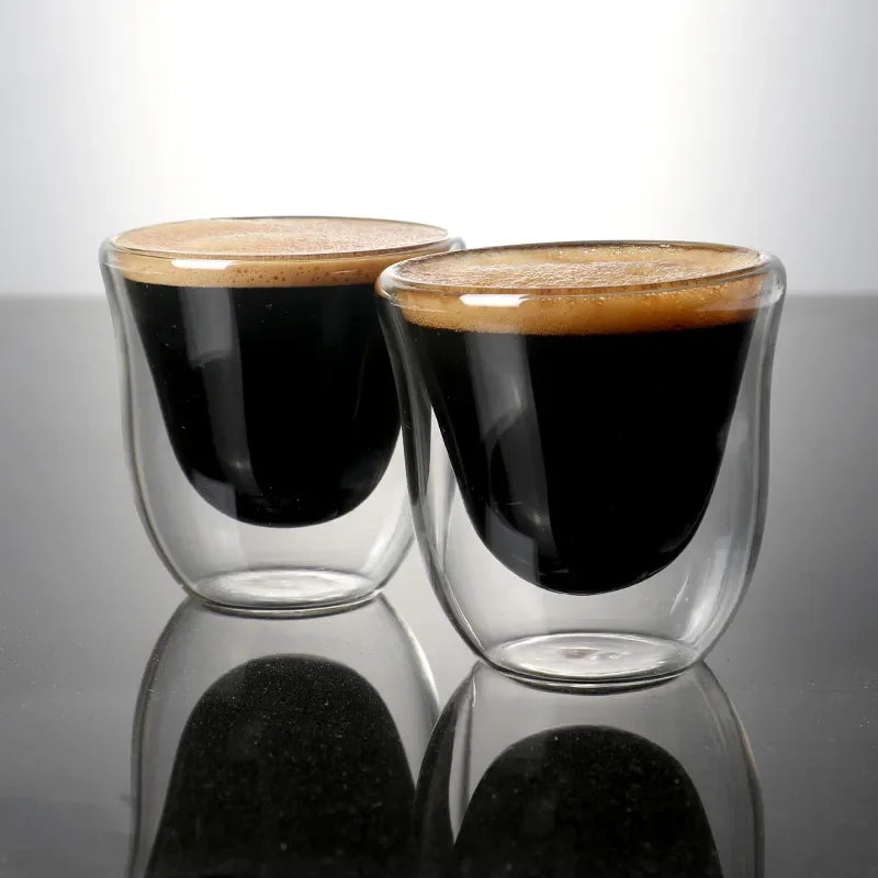 Double Wall Borosilicate Glass Cups – Heat-Resistant Clear Tea, Coffee & Whisky Cups (80ml/2.7oz, 240ml/8.1oz, 300ml/10.1oz) – 1/2/4-Pack