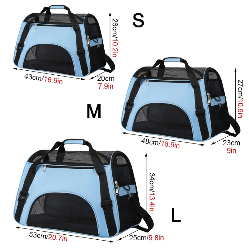 Portable Mesh Pet Carrier – Breathable Foldable Travel Handbag for Cats & Small Dogs