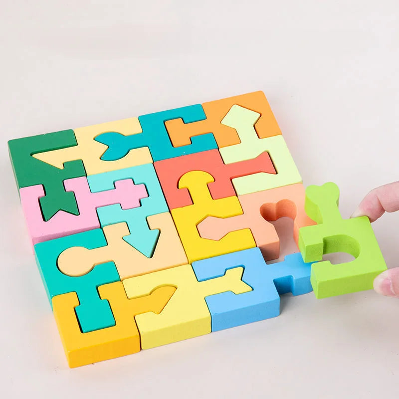 Wooden Shape-Matching Puzzle Blocks for Kids – Montessori Educational Toy, Ages 3-12
