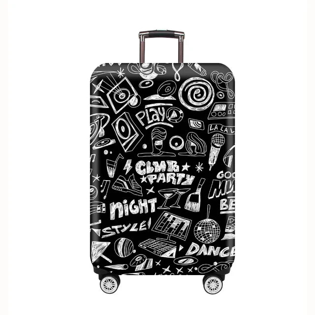Elastic Stretch Printed Luggage Cover with Zipper & Buckle – Fits 18–32 Inch (46–81 cm) Suitcases – Durable Travel Trolley Protector