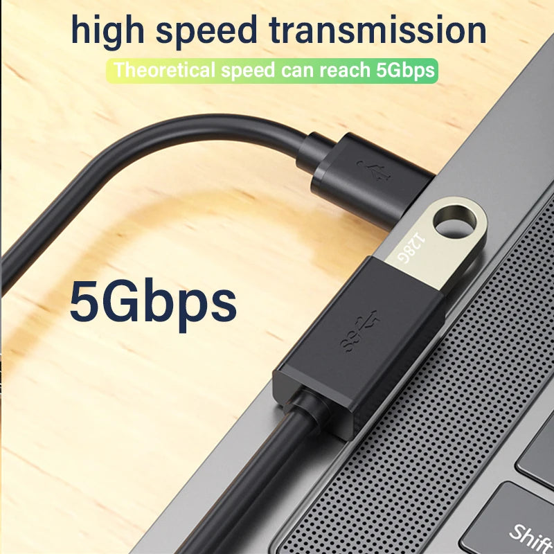USB 3.0 Male to Female Extension Cable 5Gbps High-Speed USB3.0 Extender for PC, Laptop, Smart TV, PS3, USB Drives