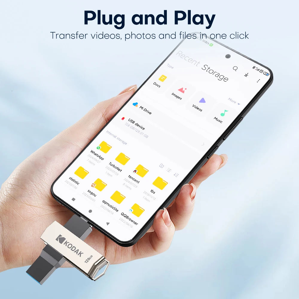 Dual USB-C & USB 3.2 OTG Metal Flash Drive — High-Speed Pendrive 32GB/64GB/128GB/256GB for Smartphone & Laptop