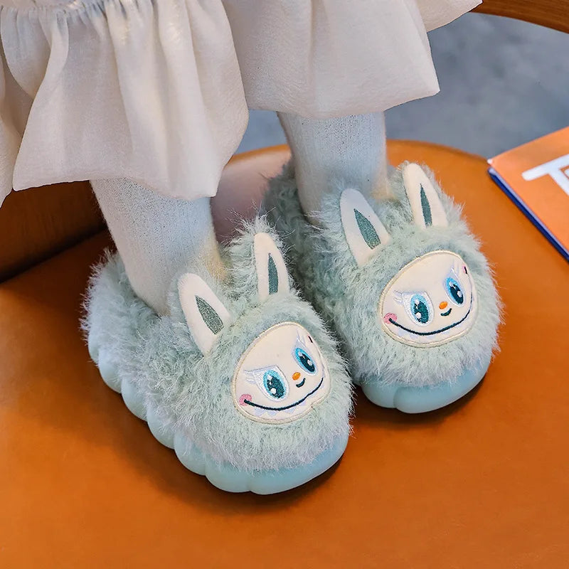 Kids Winter Plush Slippers - Warm Faux Fur Cotton Shoes, Anti-Slip Indoor Slippers for Girls & Boys