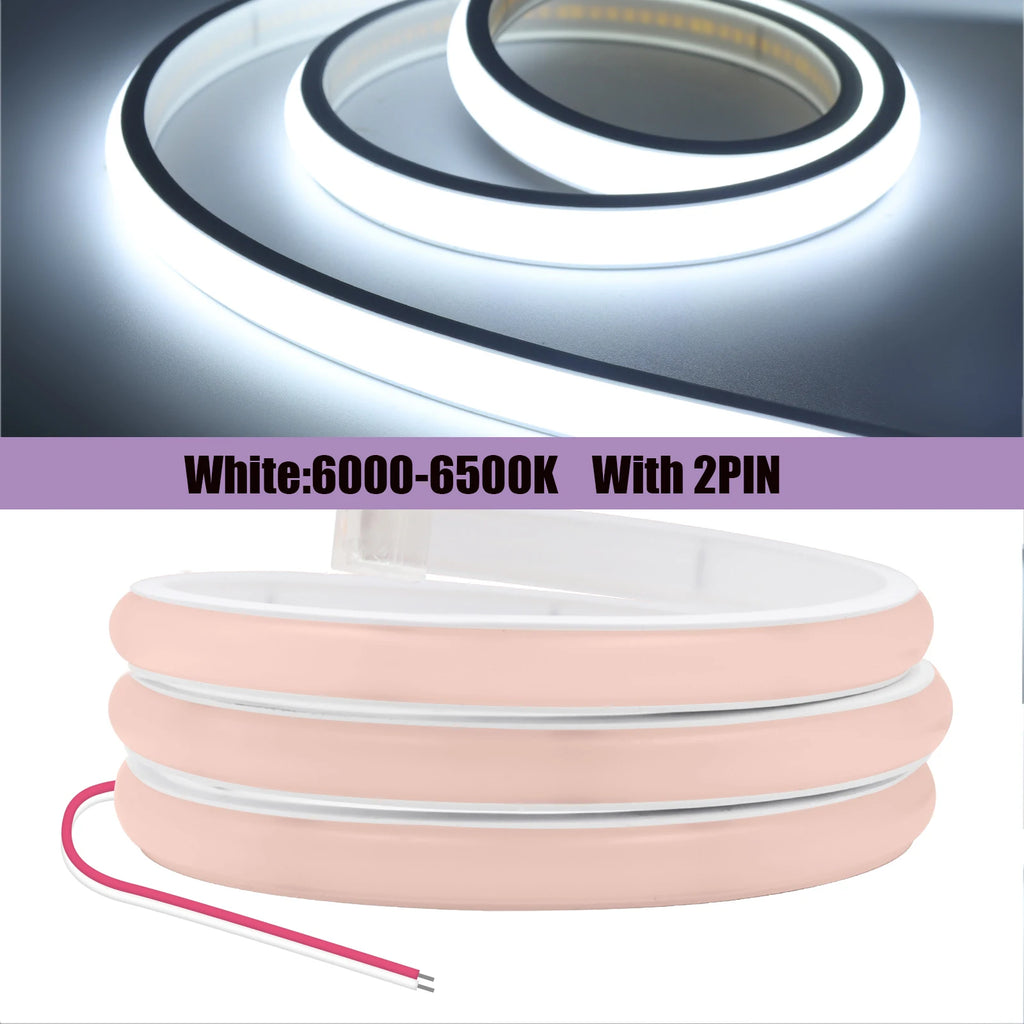 COB Neon LED Strip 320 LEDs/m Waterproof Flexible Rope Light 12V/24V – 3000K 4000K 6000K, 0.5–20M (1.6–65.6 ft)