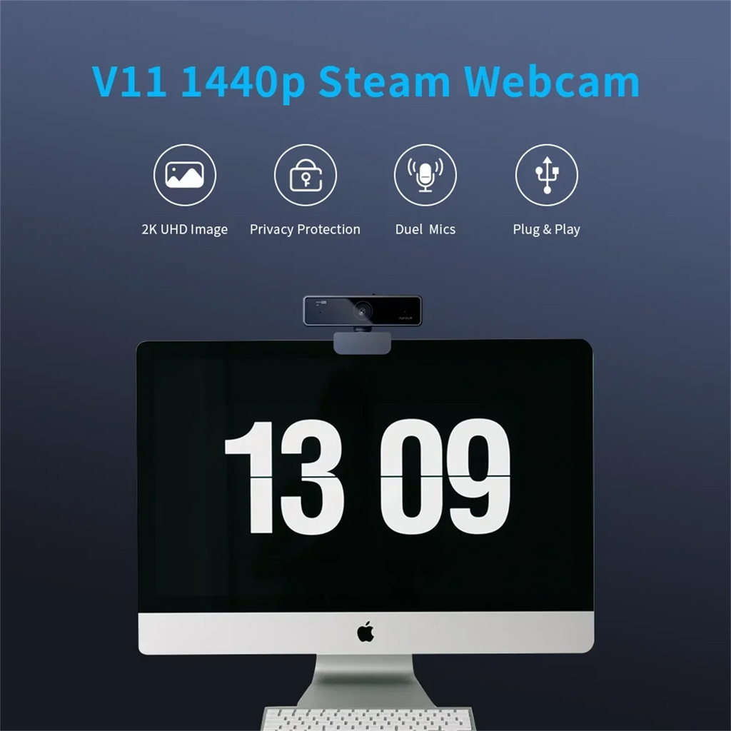 1080P FHD 60FPS Webcam with Microphone & Privacy Cover — 90° Wide-Angle USB Plug-and-Play for PC, Mac & Laptop