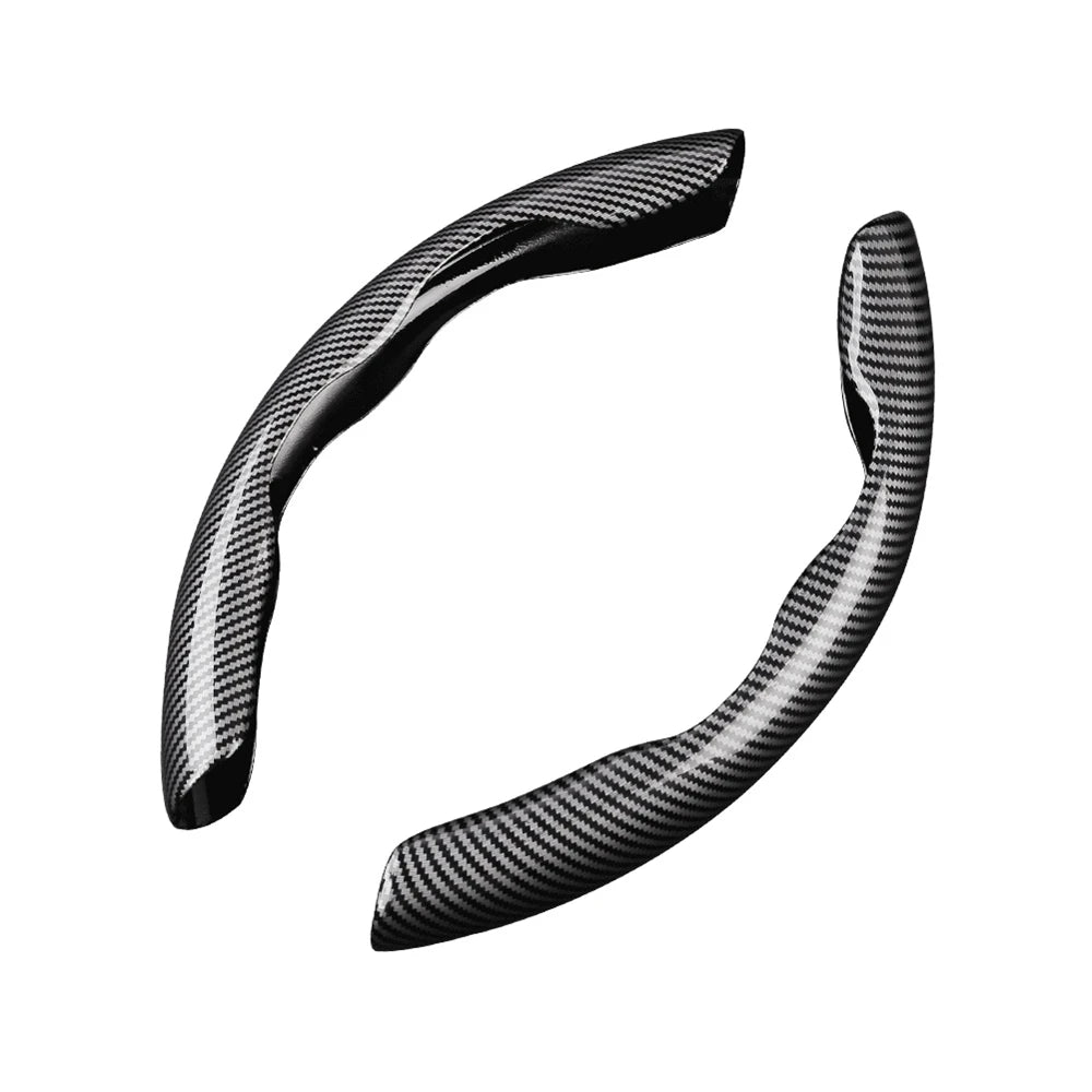 Carbon Fiber 2-Pack Steering Wheel Covers for 37-38 cm (14.6-15.0 in) Wheels – Non-Slip Washable Interior Protector (Left & Right)