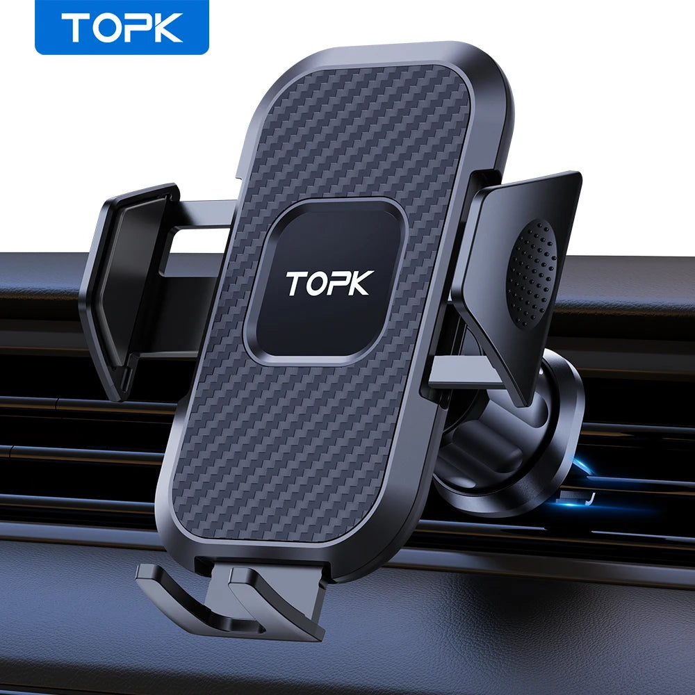 Universal Car Air Vent Phone Mount – Auto-Locking Hook Clip, 360° Rotating Holder for 4–6.7 in (10–17 cm) Smartphones