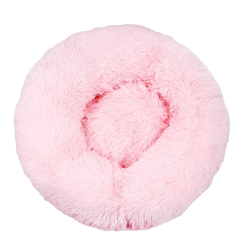 Round Plush Pet Bed 40–100cm (15.7–39.4 in) — Super Soft Long Plush Dog & Cat Bed, Winter Warm Nest