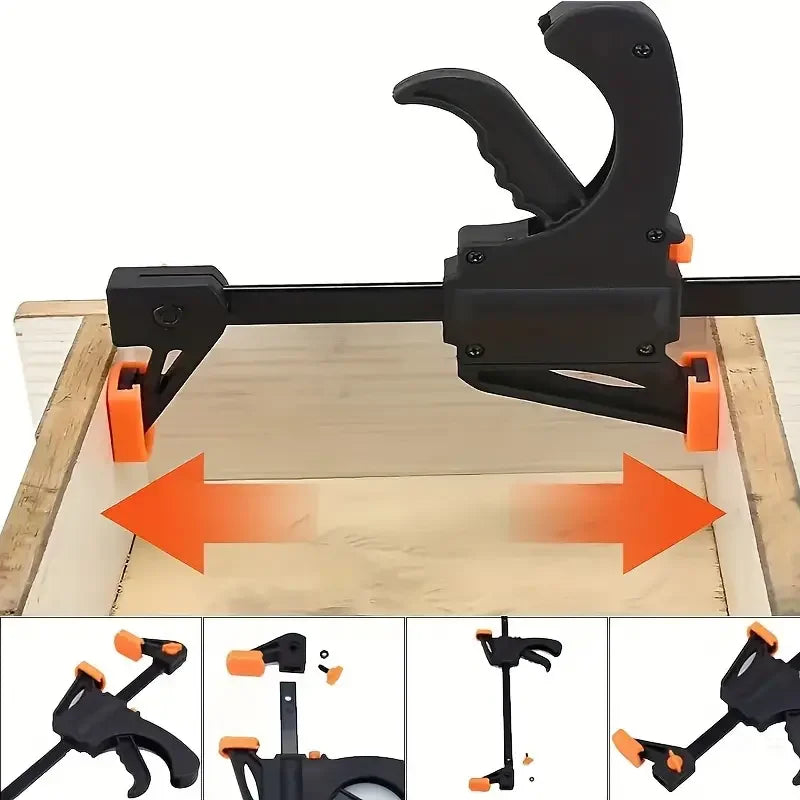 4 in (100 mm) Quick-Release F Bar Clamp — One-Handed Ratchet Clamp for Woodworking, 65 lb