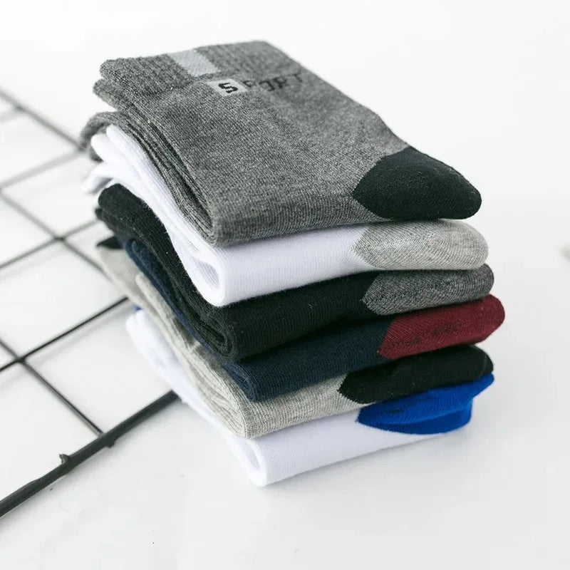 Men's Breathable Sports Crew Socks, 3/5/10 Pairs, Polyester-Cotton Anti-Odor Sweat-Absorbent