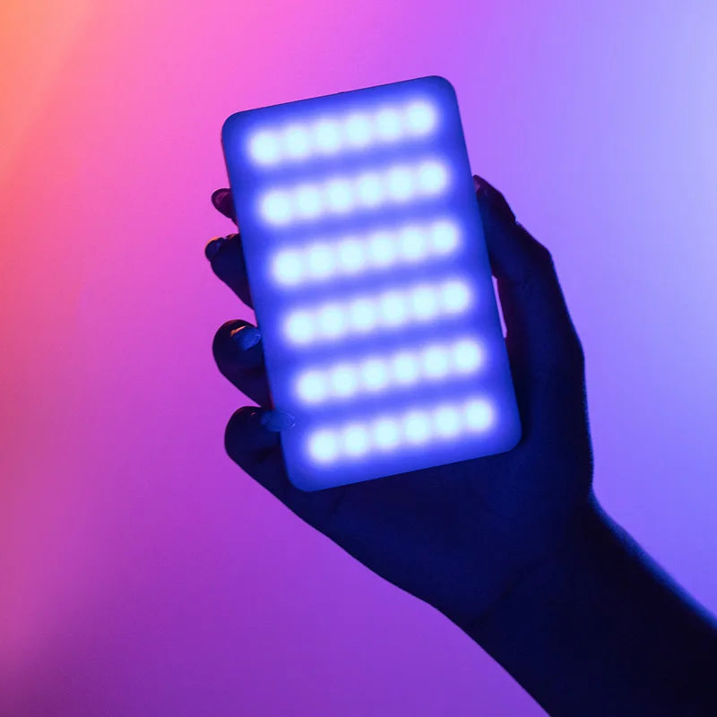 Full-Color RGB + White LED Video Light 2500K–8500K Dimmable for Camera, Vlog & Live Streaming — USB-C Rechargeable Portable Fill Light