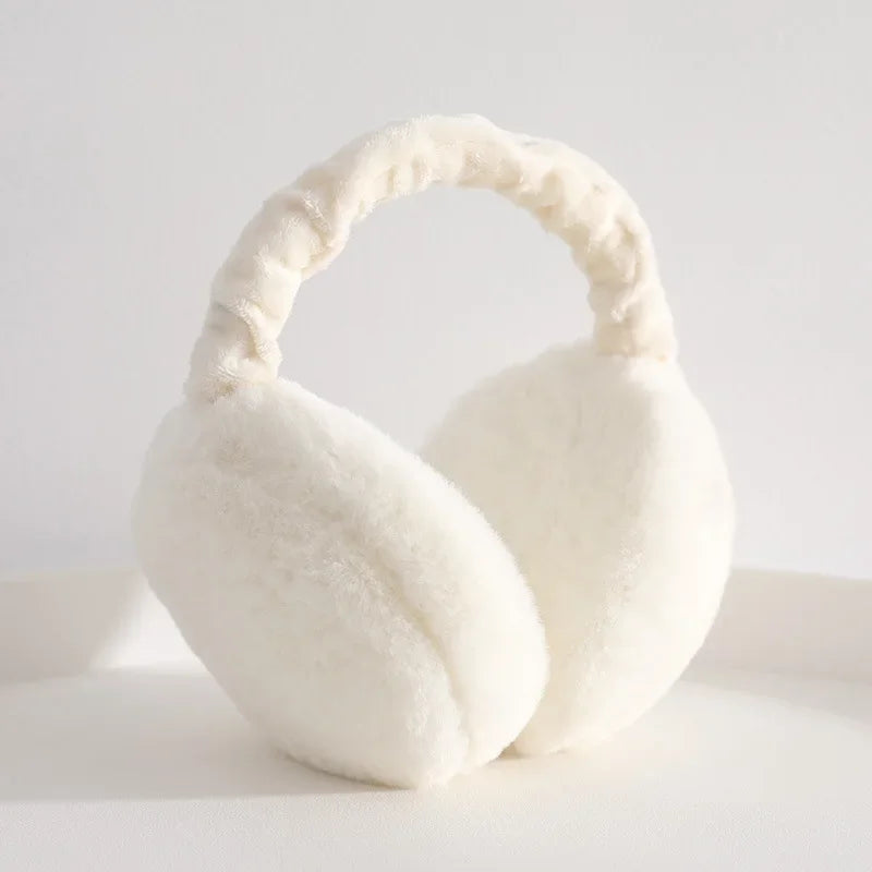 Plush Faux Fur Earmuffs Unisex Winter Ear Warmers for Outdoor Cold Protection - Solid Color (7.09 x 7.48 in / 18 x 19 cm)