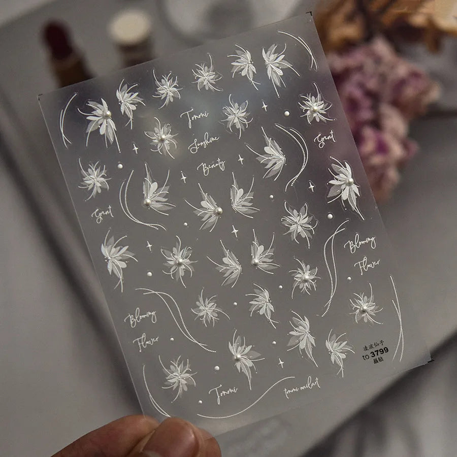 5D Lace Bow Nail Stickers with Crystal Rhinestones view 22