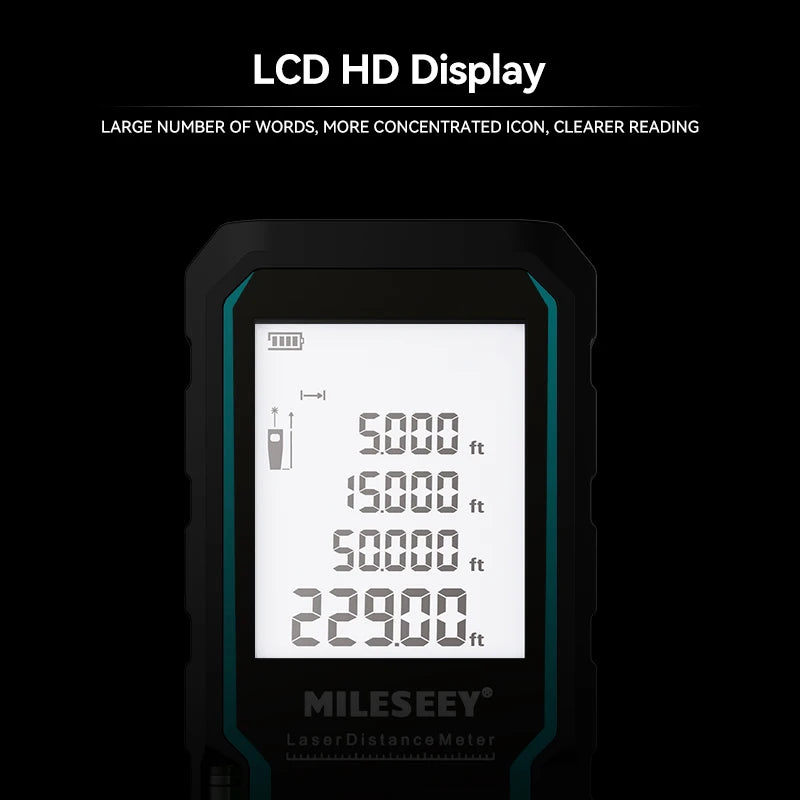Laser Rangefinder Distance Meter 40m 60m 80m 100m (131/197/262/328 ft) IP54 Electronic Tape Measure