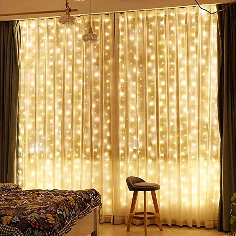 LED Fairy Curtain String Lights 8-Mode Remote USB Festoon for Christmas and Holiday Home Decor
