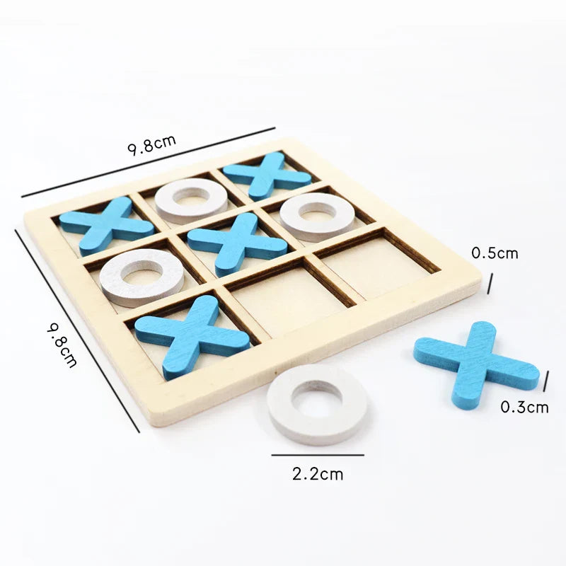 Montessori Wooden Tic-Tac-Toe (XO) Puzzle Board 9.8×9.8 cm (3.9×3.9 in) – Educational Brain Training Toy for Kids
