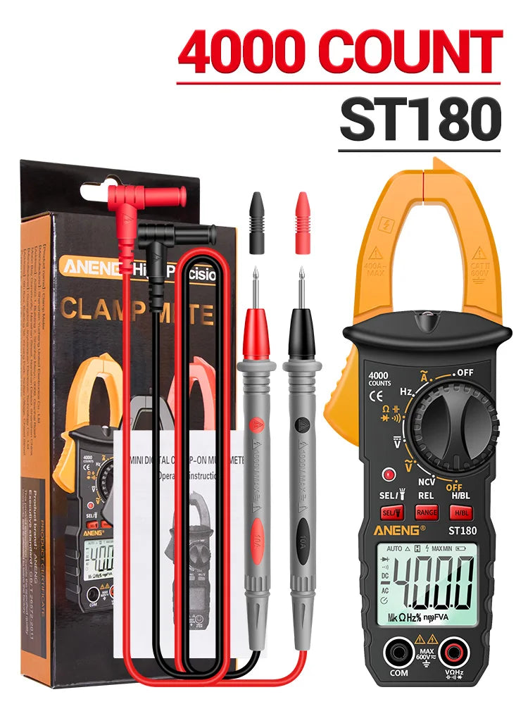 Digital AC Clamp Meter 4000 Counts Multimeter – AC/DC Voltage & Current Tester with NCV, Capacitance, Frequency, Ohms