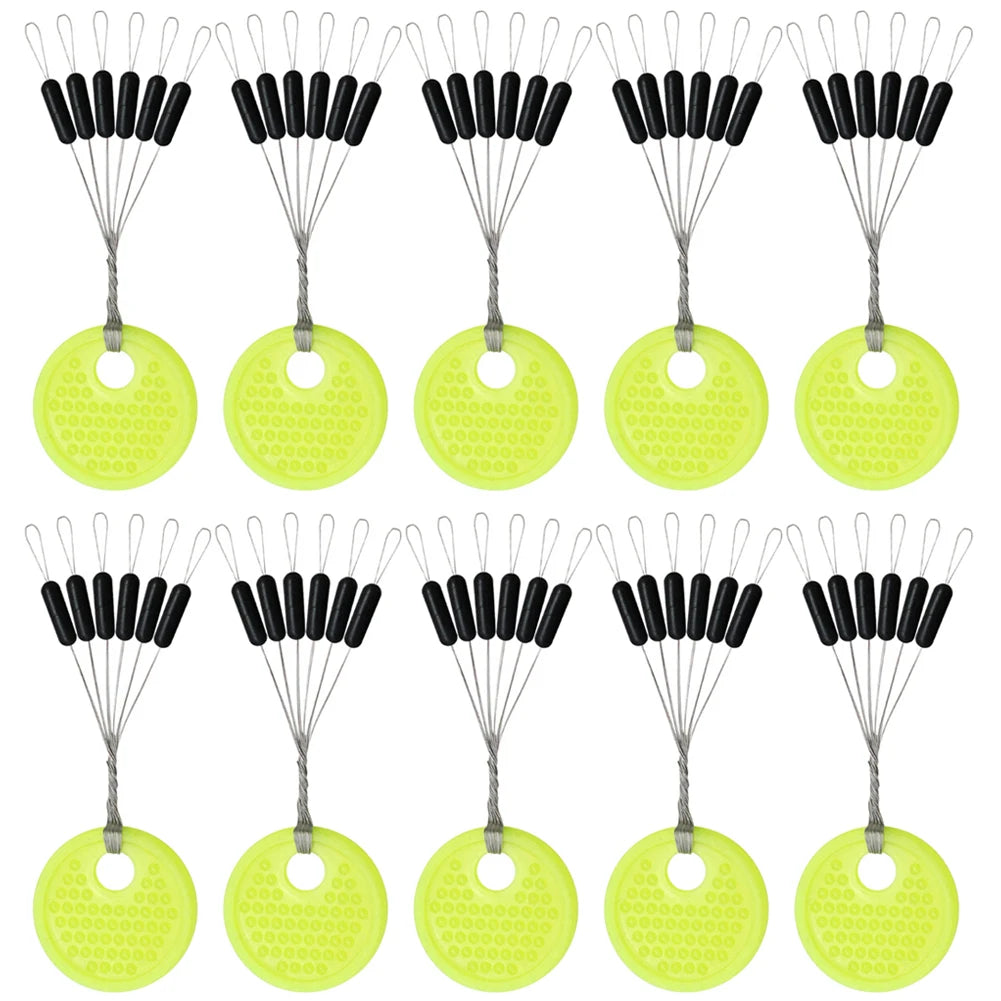 60pc (10-Group) Rubber Space Bean Stoppers for Fishing Floats – Carp Bait Line Stops (S/M/L)