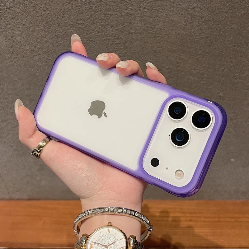 Transparent Acrylic Shockproof Bumper Case for iPhone 13/14/15/16/17/18 Pro Max - Clear Back Cover