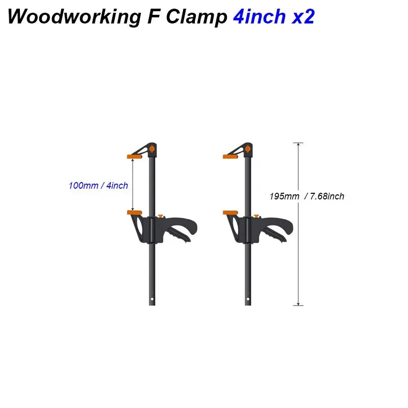 4 in (100 mm) Quick-Release F Bar Clamp — One-Handed Ratchet Clamp for Woodworking, 65 lb