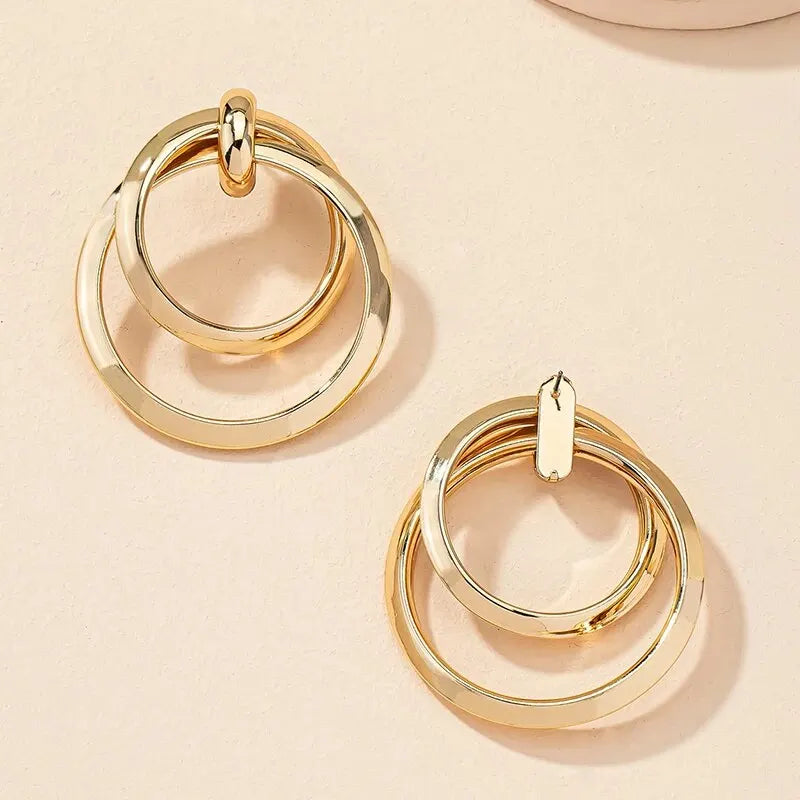 Gold Twisted Oversized Hoop Earrings - Geometric Statement Drop Earrings for Women, Party & Night Out
