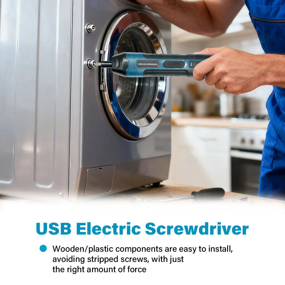 Rechargeable Cordless Electric Screwdriver Set 3.6V 1300mAh — 4 Torque Settings, LED, USB Charging