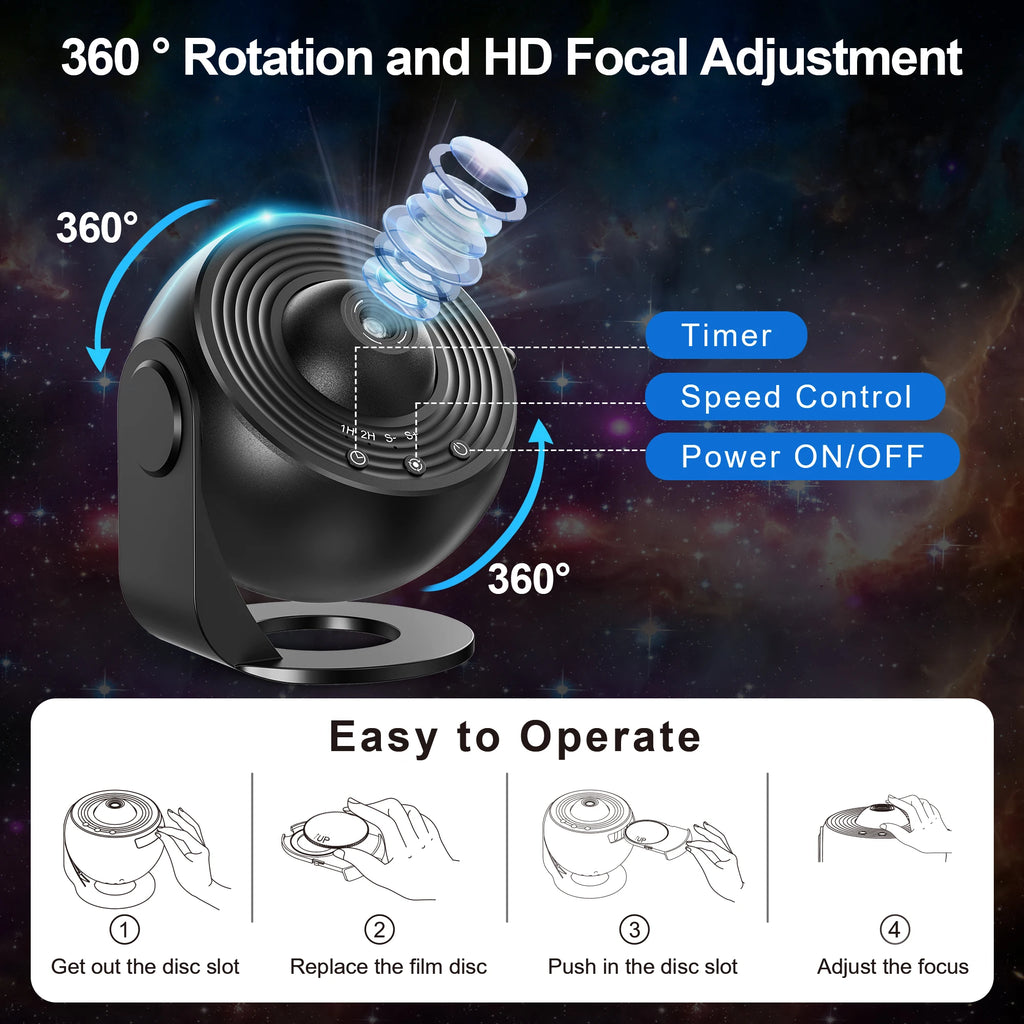 Galaxy Star Projector Planetarium Night Light – 13-in-1 Solar System & Constellation Projector for Kids' Bedroom
