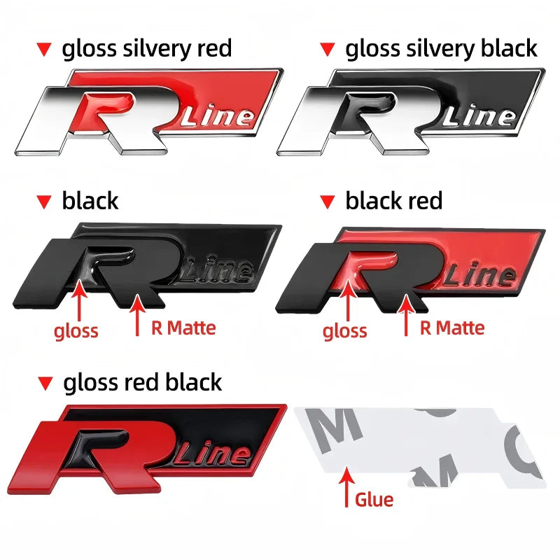 3D Metal R Logo Car Trunk Emblem Sticker Rear Body Badge for Golf Polo Jetta Beetle Passat Tiguan