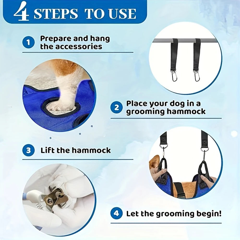 Pet Grooming Hammock for Cats & Small Dogs - Nail Trimming Restraint Bag with Hook Fastener, Anti-Scratch Grooming Aid