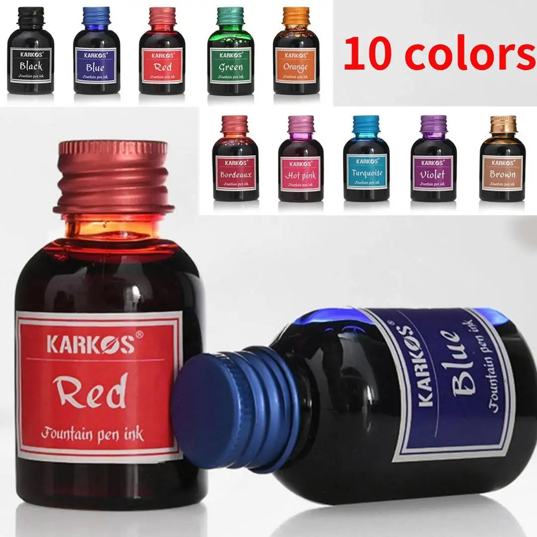 Colorful Fountain Pen Ink Refill 30ml (1.01 fl oz) — Universal Bottle for Calligraphy & School
